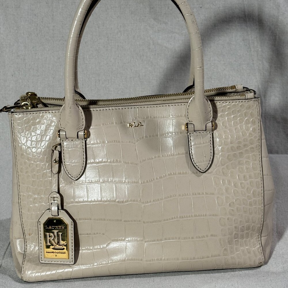 Ralph Lauren Croc-Embossed Leather Satchel Bag 👜
